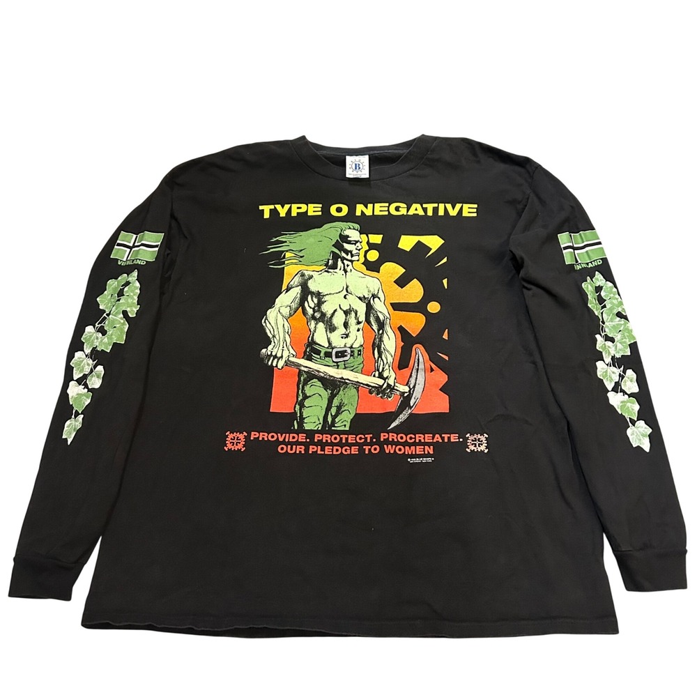 Vintage Type O Negative Long Sleeve Shirt Blue Grape Casket Crew Black XL 1995